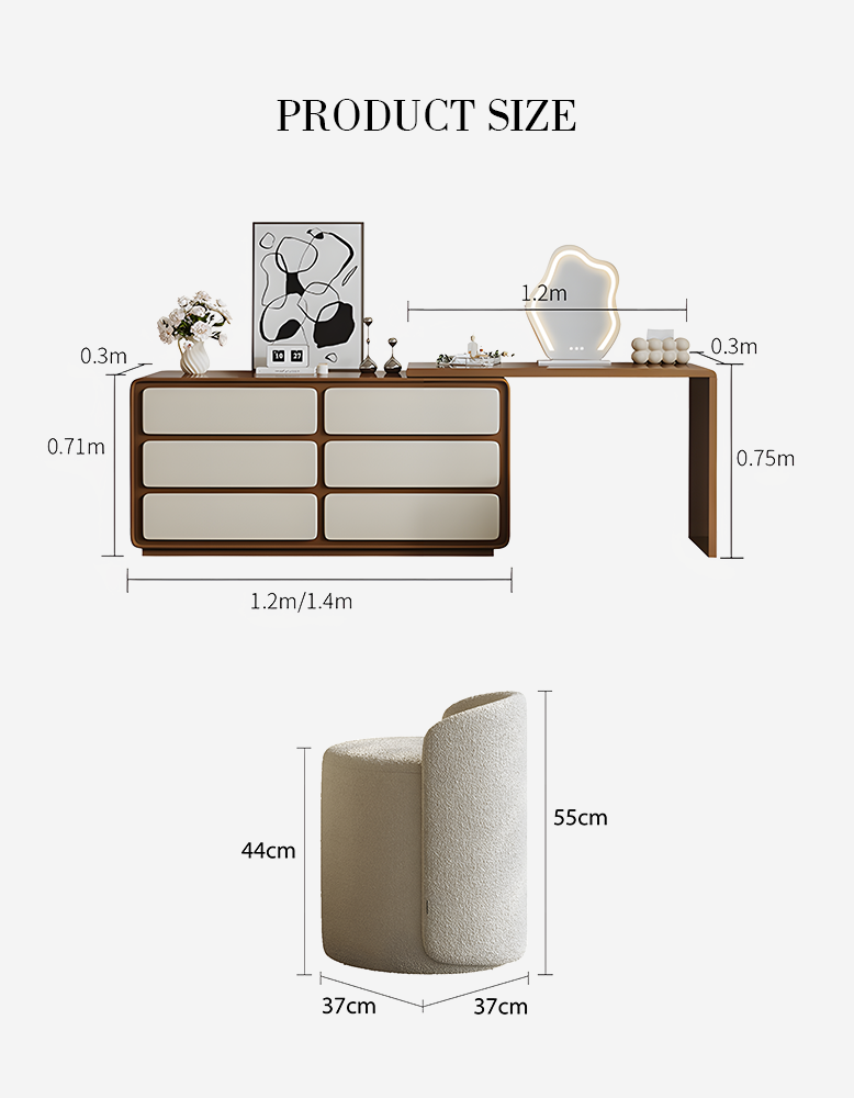 Daniela Corner Dressing Table With Mirror, Solid Wood