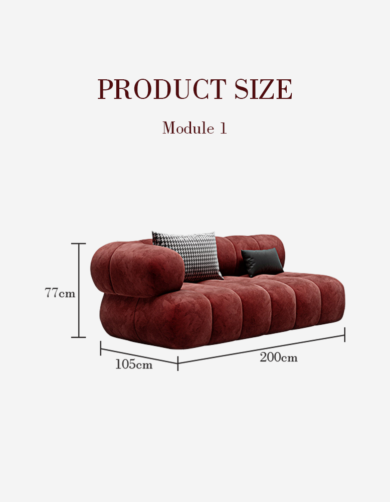 Anouk Modern Red Modular Sofa, Three/ Two Seater Sofa