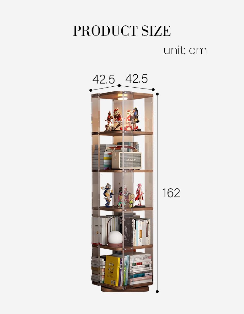 Amato Rotating Bookshelf, Freestanding Shelving Unit, Solid Wood