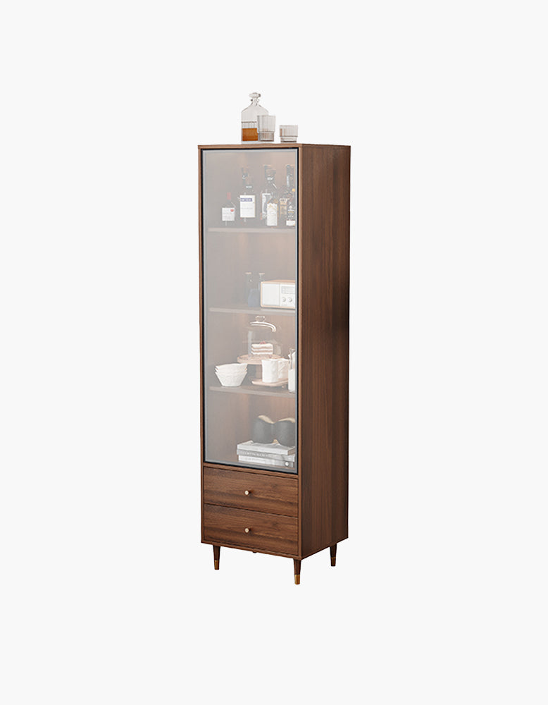Pahlavi Wine Storage With Glass Door & Wine Rack, Solid Wood