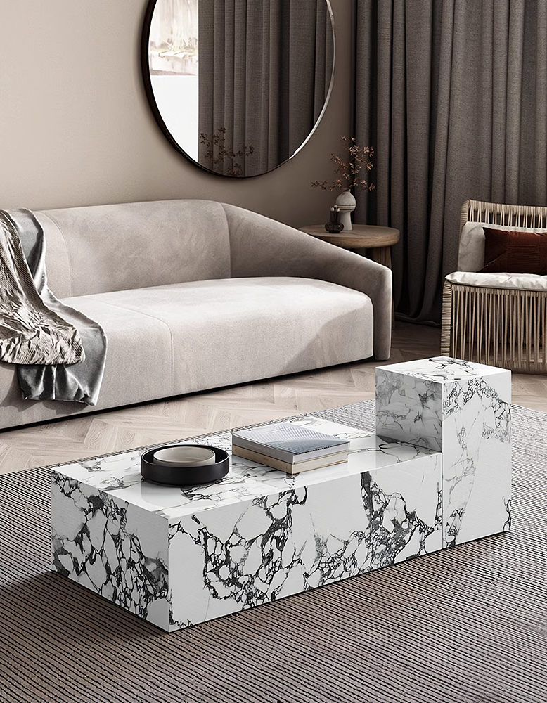 Kabelo Coffee Table Set, Sintered Stone/Marble