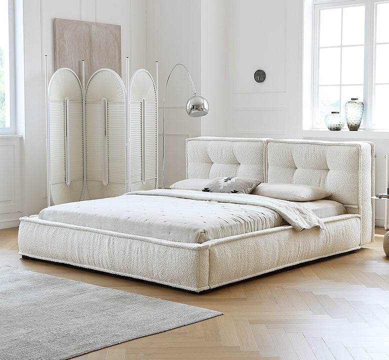 Yuki King Size Bed, Super King Size, No Storage, White