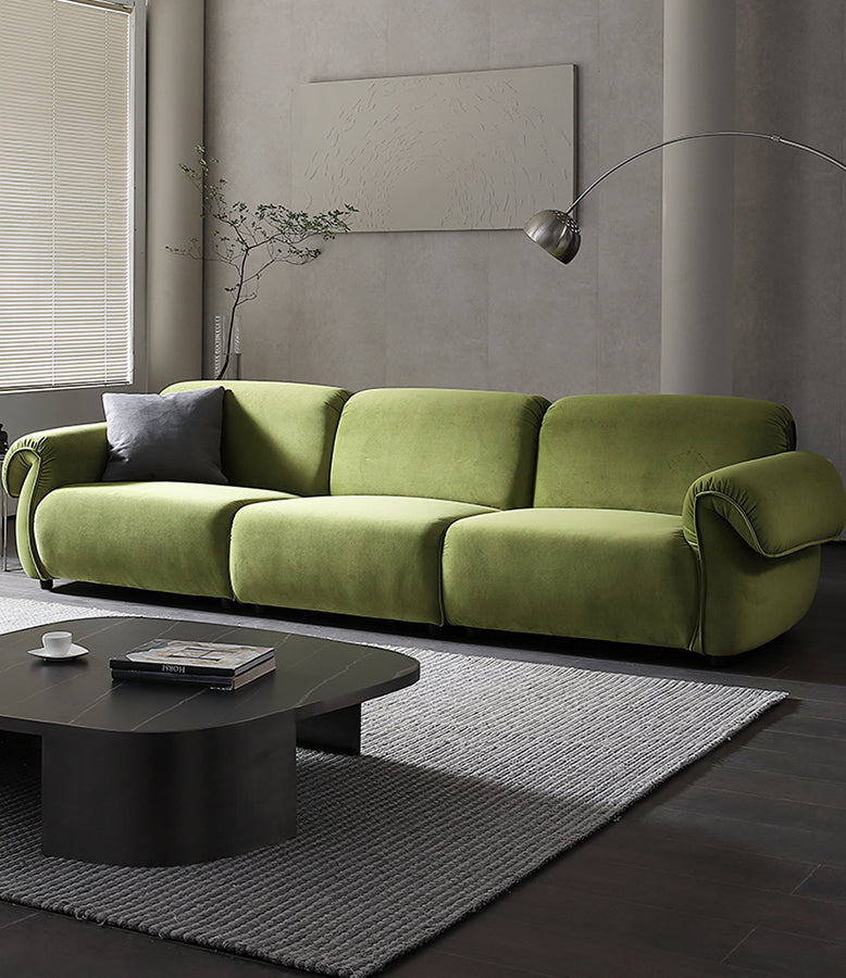 Mitchell Two Seater, Three Seater Sofa, Green Flannelette