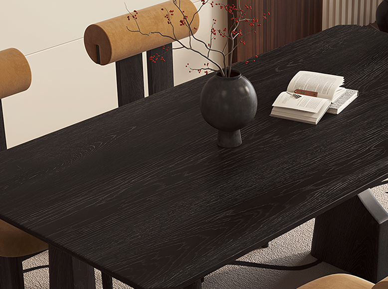 Allison Dining Table, Black, Solid Wood