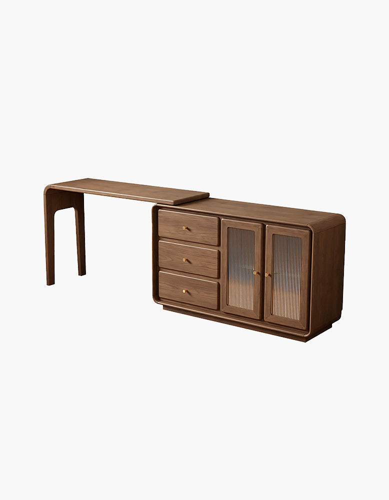 Ramirez Corner Dressing Table, Extendable Dressing Table, Walnut