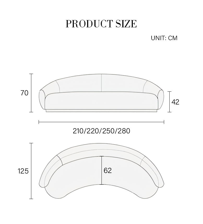 Marius Cashew Sofa, Three Seater Curved Sofa