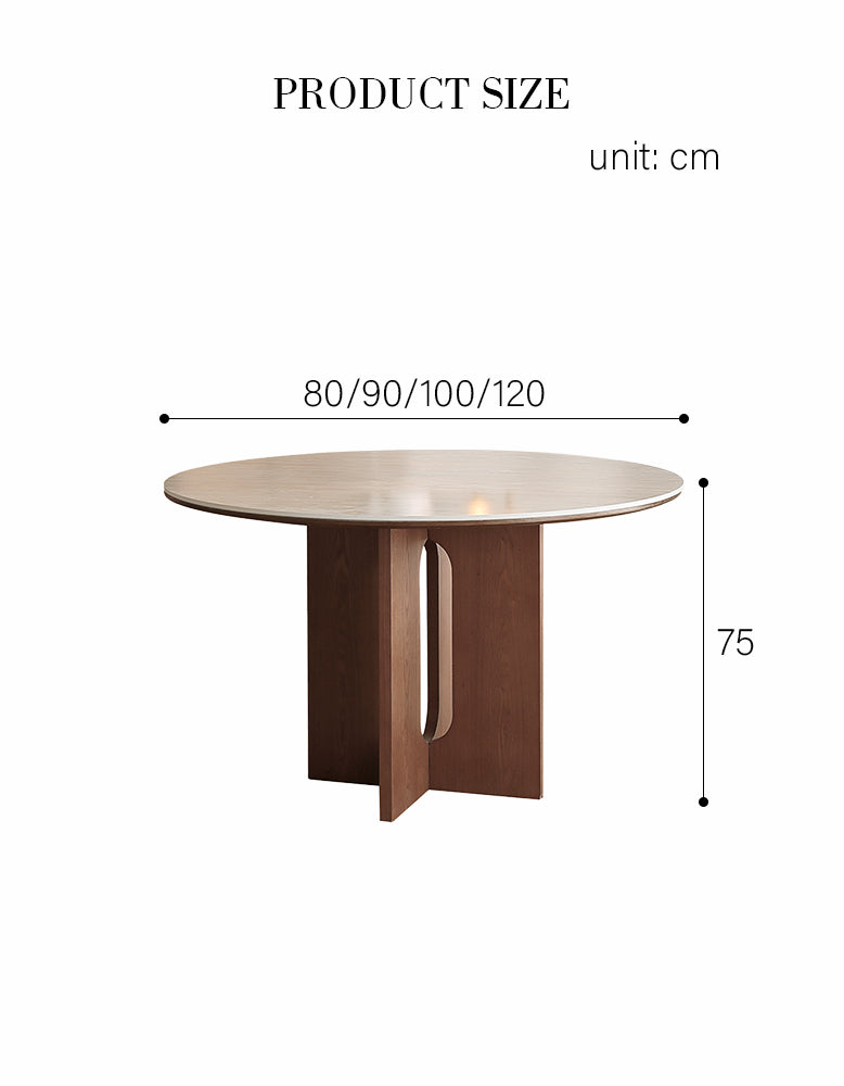 Sato Round Dining Table, Travertine
