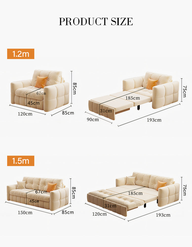 Kim Two Seater Sofa Bed, Single Seater Sofa Bed, Suede