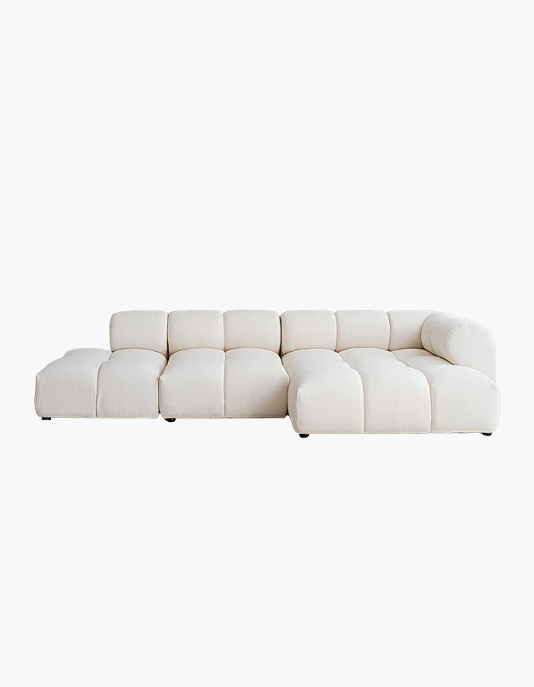 Caius Velvet Three Seater Module Sofa, White Velvet