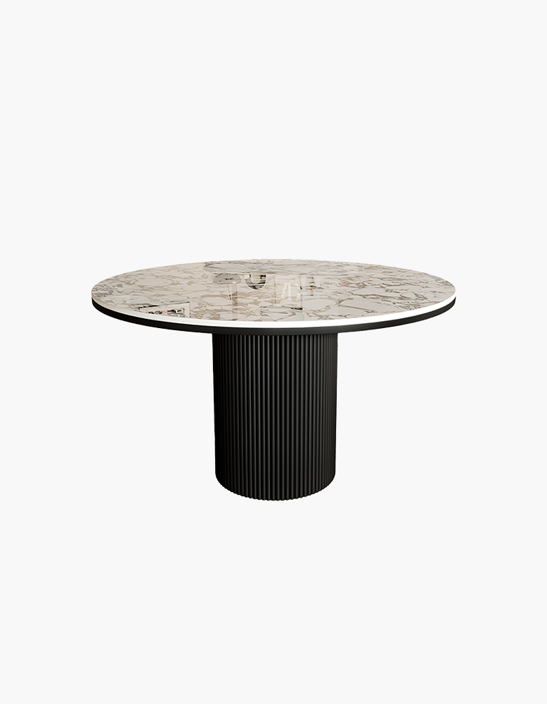 Jean Round Dining Table, White & Black