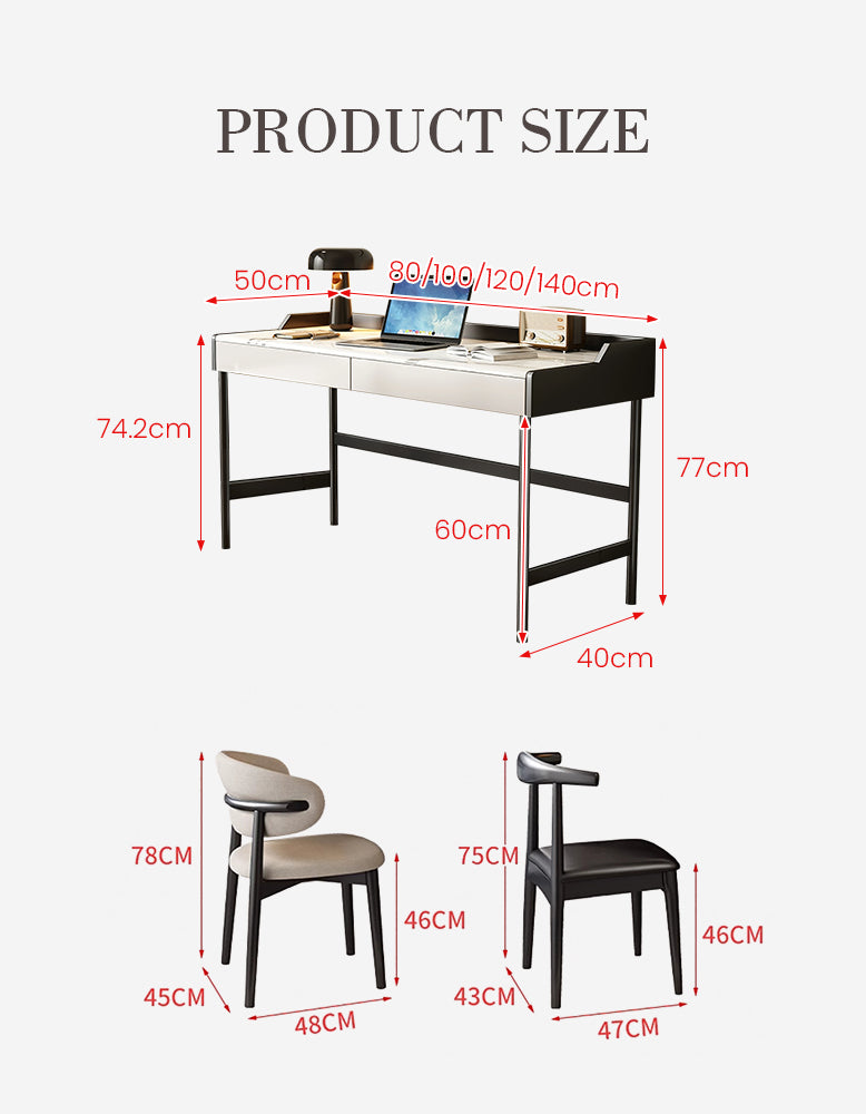 Zuriel Office Desk, White Sintered Stone