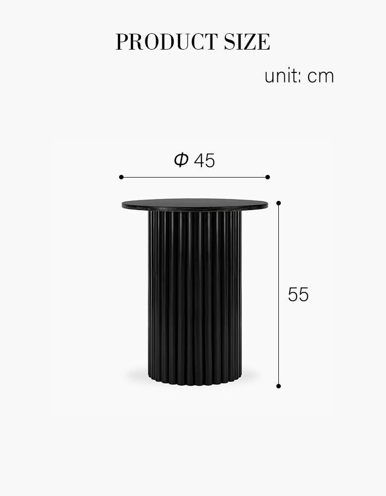 Qualls Round Side Table, Black Marble