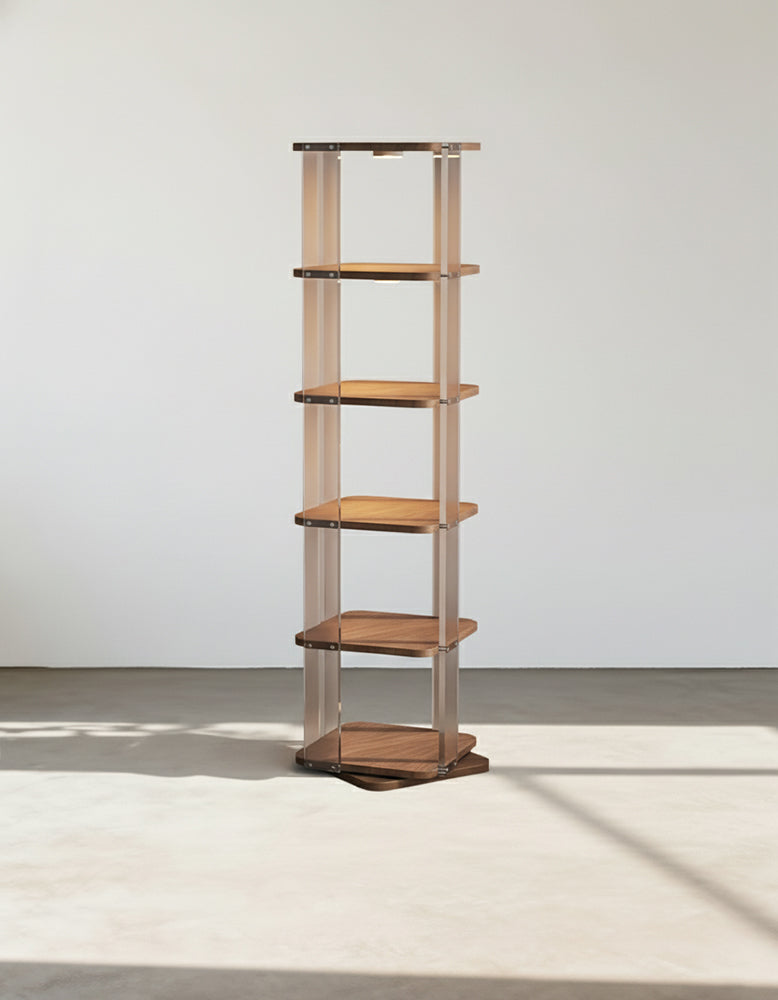 Amato Rotating Bookshelf, Freestanding Shelving Unit, Solid Wood
