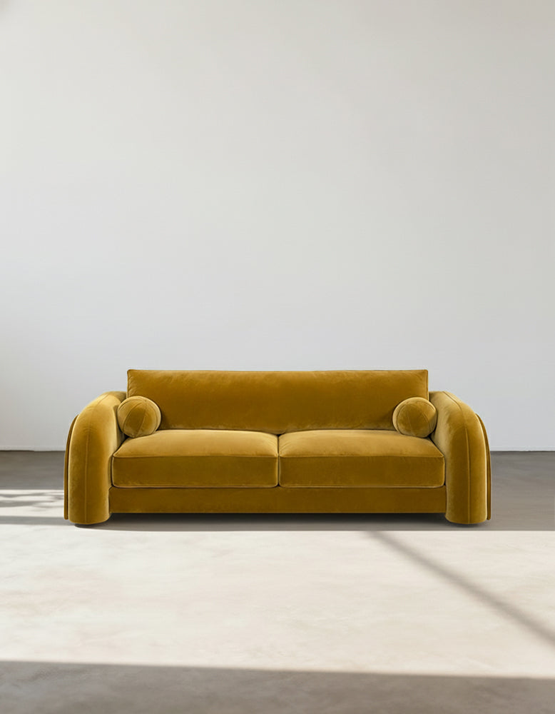 Voss Curved Two Seater Sofa, Velvet