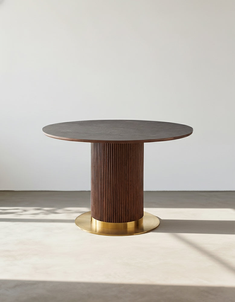 Bek Round Dining Table, Brown