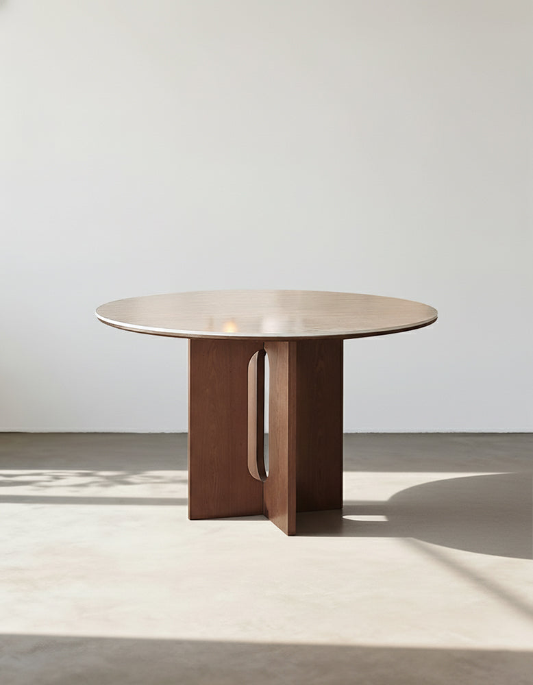 Sato Round Dining Table, Travertine