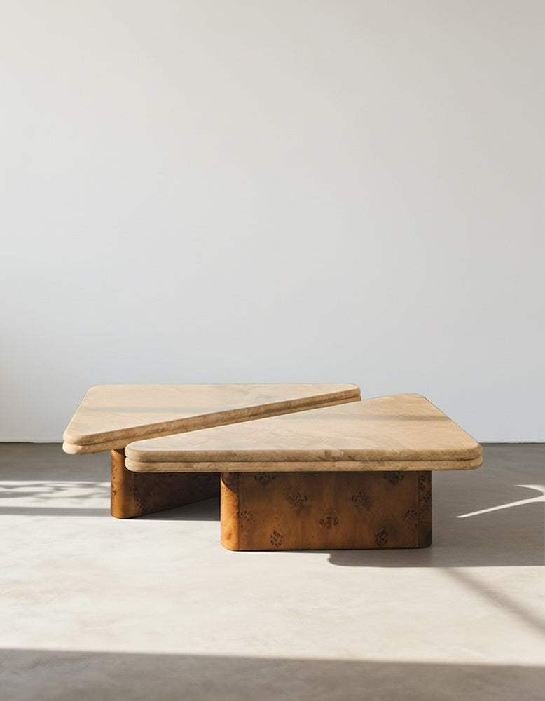 Forster Triangle Coffee Table, Travertine