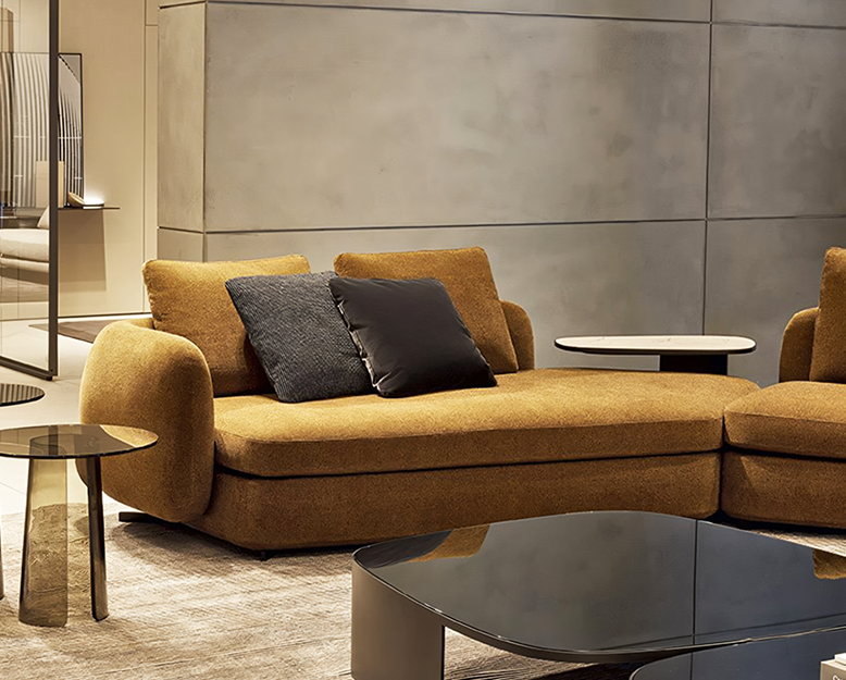 Randal Corner Sofa, Curved Sofa, Different Sizes & Fabrics Available