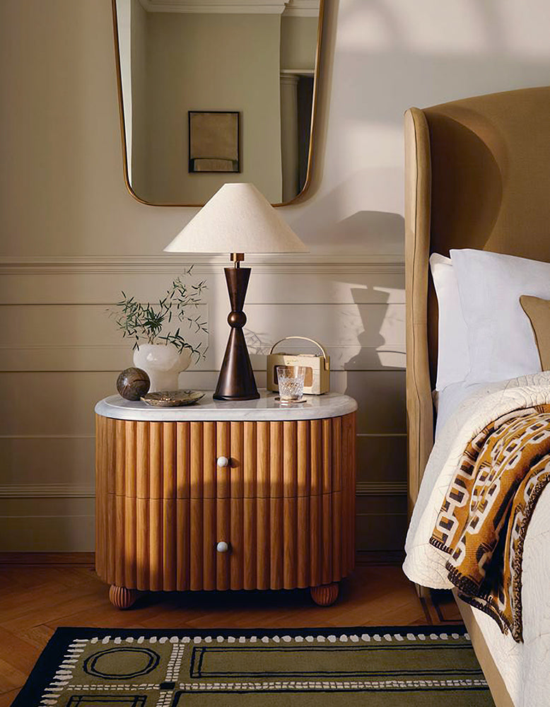 Ava Rounded Rectangle Bedside Table | Marble Bedside Table – DC Concept