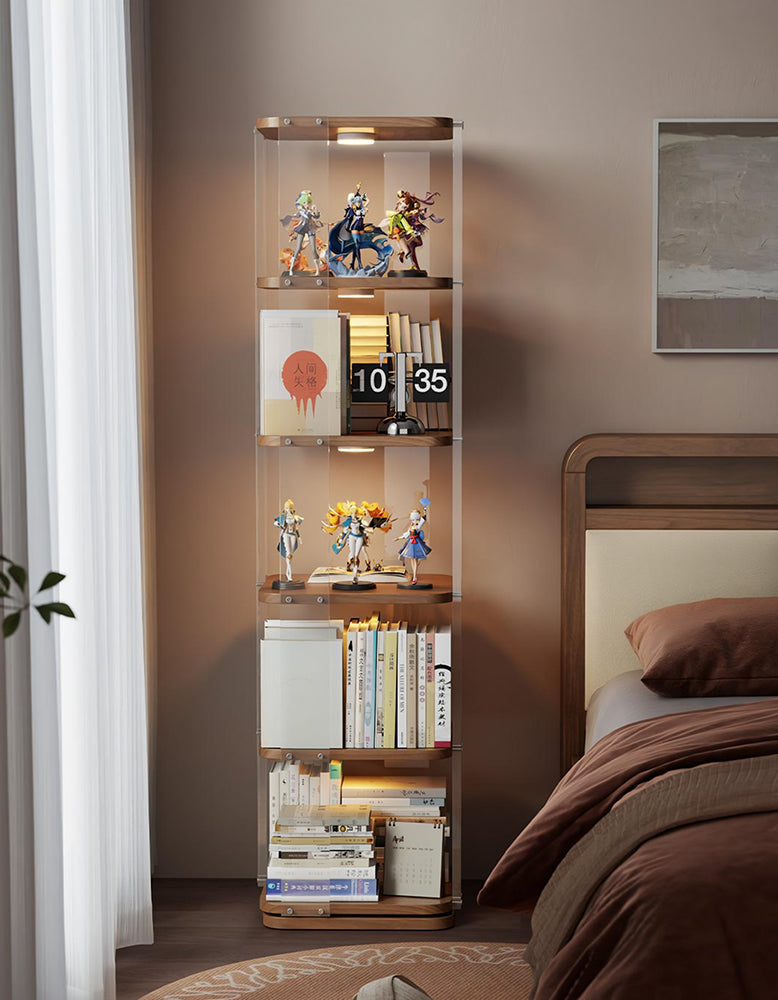 Amato Rotating Bookshelf, Freestanding Shelving Unit, Solid Wood