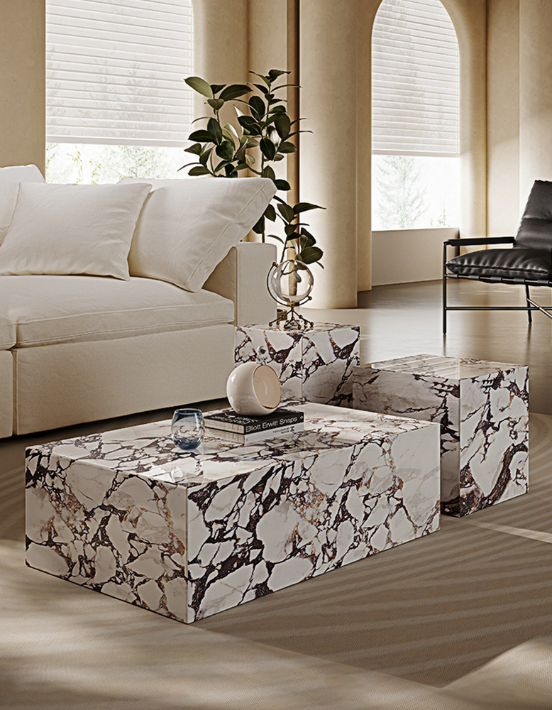 Kabelo Coffee Table Set, Sintered Stone/Marble