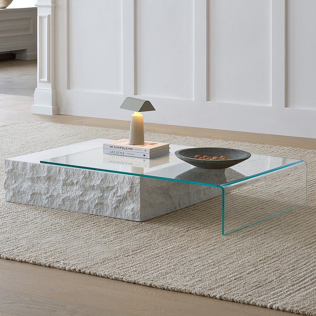 Fatima Extendable Pedestal Coffee Table, Glass & Wood