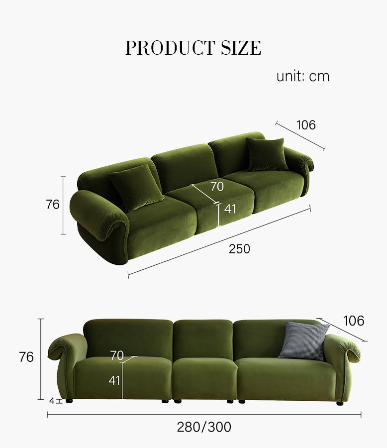 Mitchell Two Seater, Three Seater Sofa, Green Flannelette