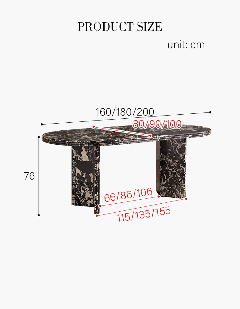 Rosaline Black Marble Dining Table, Oval
