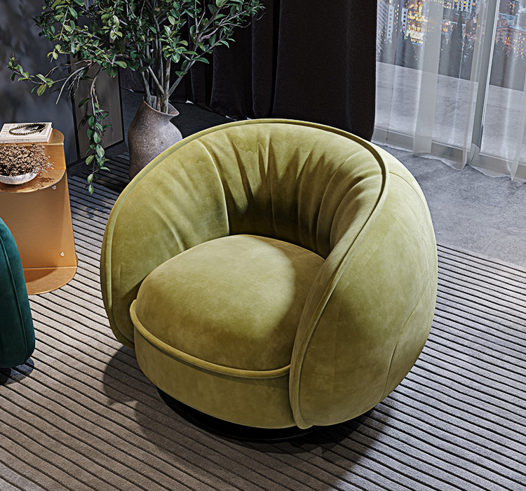 Elowen Swivel Lounge Chair, Green Vintage Armchair