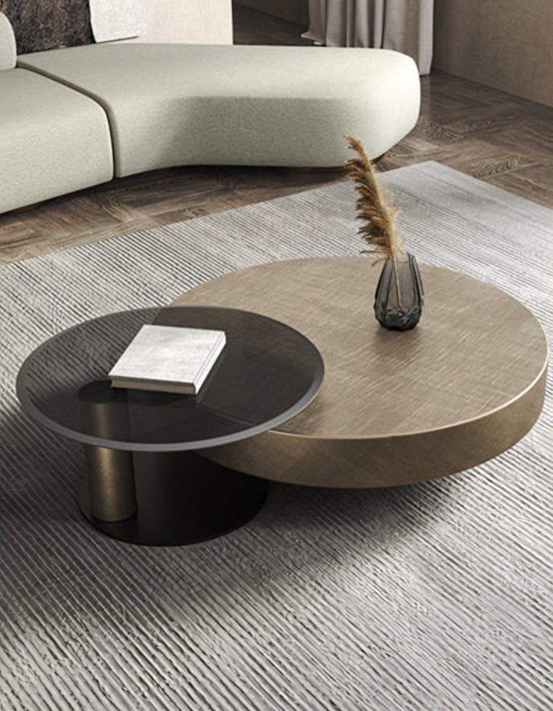 Gold Nesting Coffee Table, With Black Side Table