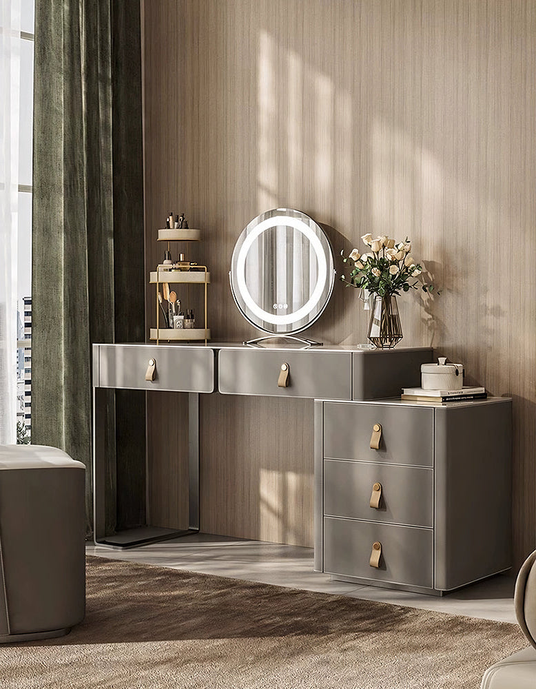 Modern Grey Dressing Table with LED Mirror for Bold Spaces small dressing tables | DC Concept Modern Grey Dressing Table with LED Mirror for Bold Spaces small dressing tables | DC Concept