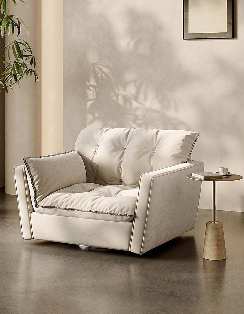 Bhatia Swivel Snuggle Chair, Swivel Armchair, Beige