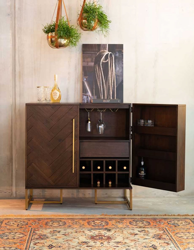 Mahajan Wine Sideboard With 2 Doors & Wine Rack, Solid Wood
