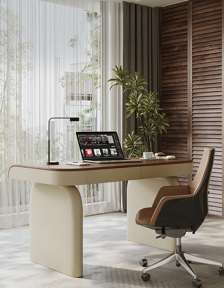 Baker Office Desk With Drawers, Solid Wood