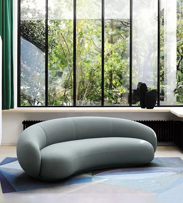 Marius Cashew Sofa, Three Seater Curved Sofa