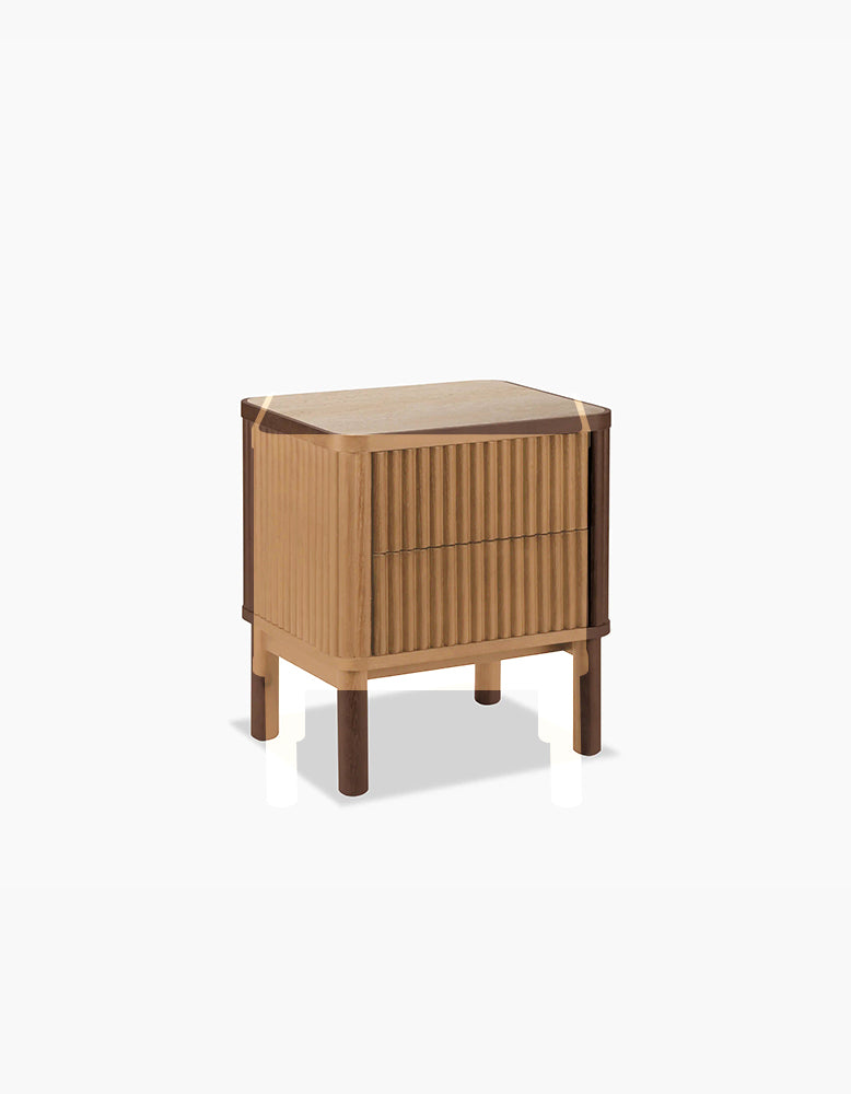 Tannenbaum 2 Drawer Bedside Table, Wood, With Sintered Stone Top