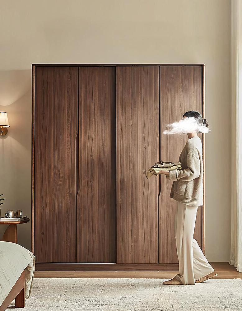 Kimura Slide Door Wardrobe With Hanging Rails, Walnut – DC Concept