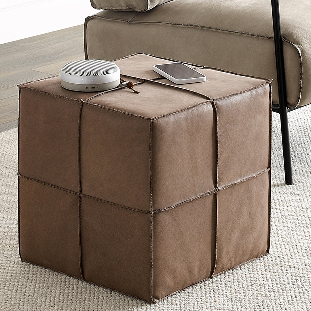 Sven Real Leather Foot Stool, Brown