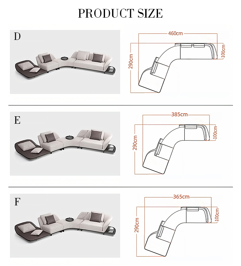 Dubois Three Seater Curved Sofa, Nappa Real Leather