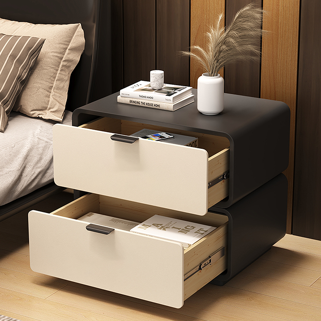 Adonis Bedside Table, Black & Cream