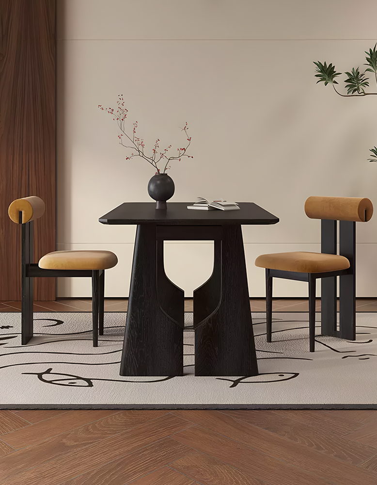 Allison Dining Table, Black, Solid Wood