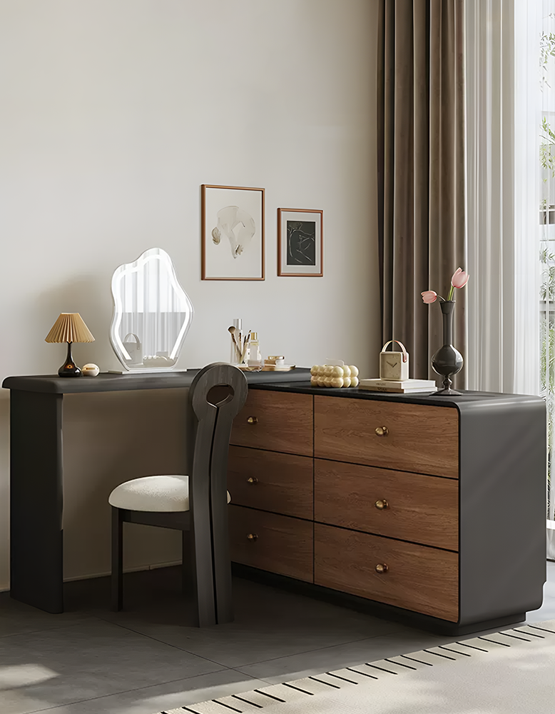 Aurora Corner Dressing Table With Mirror Solid Wood