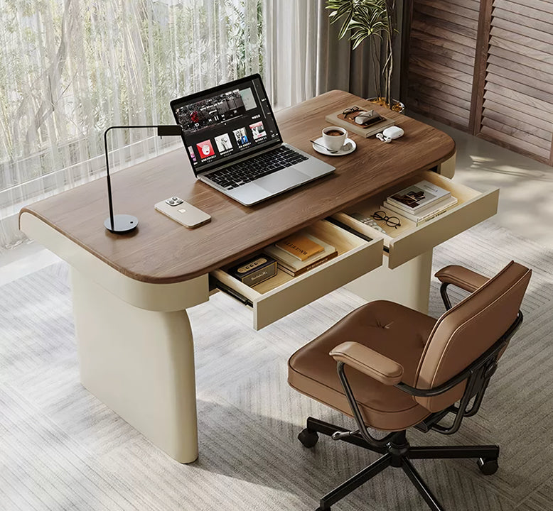 Baker Office Desk With Drawers, Solid Wood