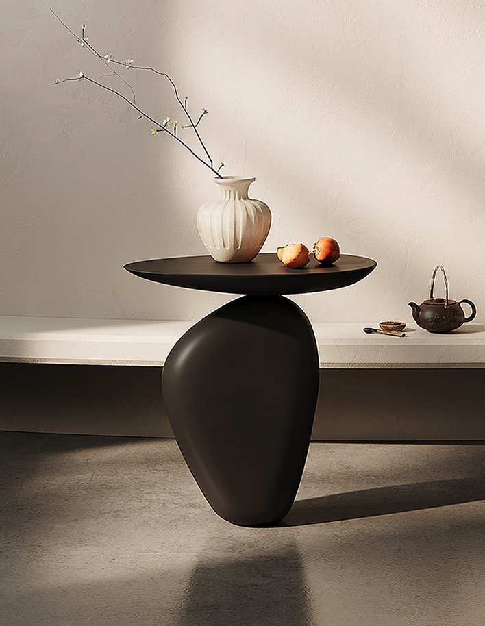 Stone Shape Side Table, Black