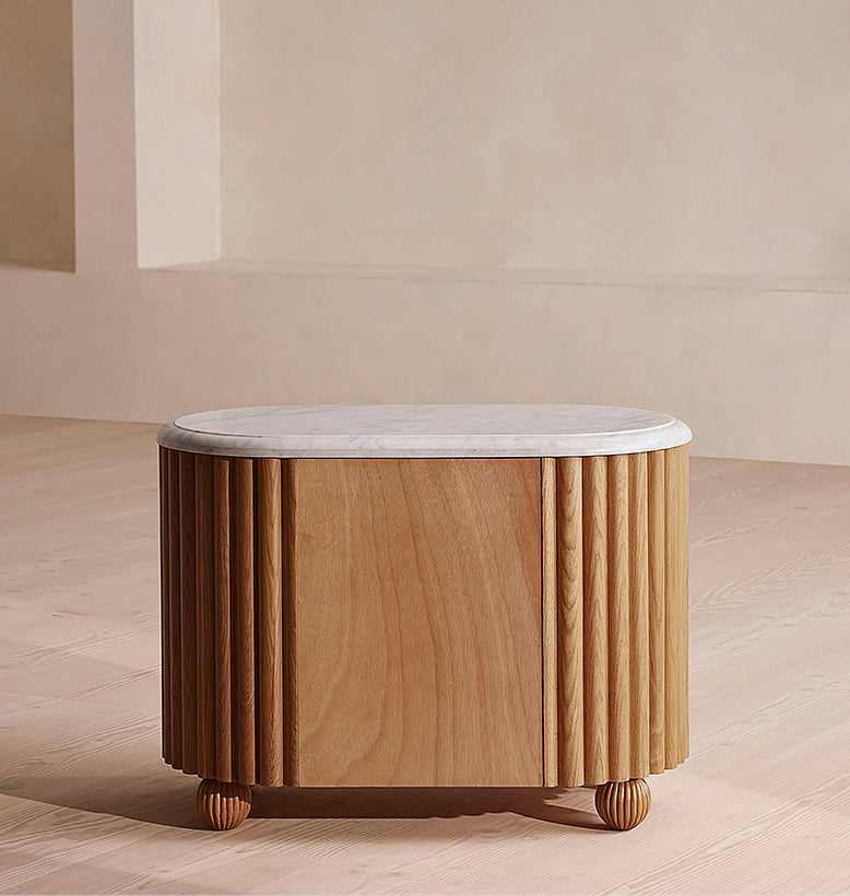 Ava Rounded Rectangle Bedside Table | Marble Bedside Table – DC Concept
