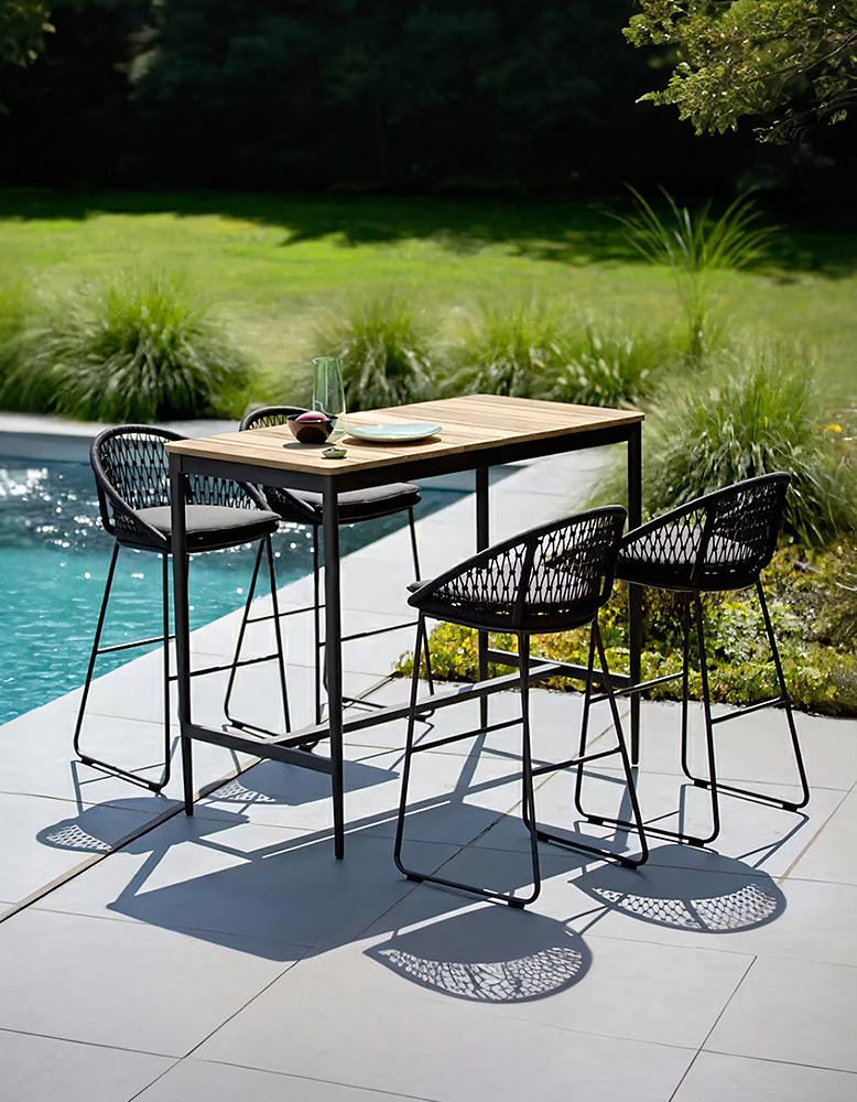 Dmitry Outdoor Garden Table and bar Stool Set