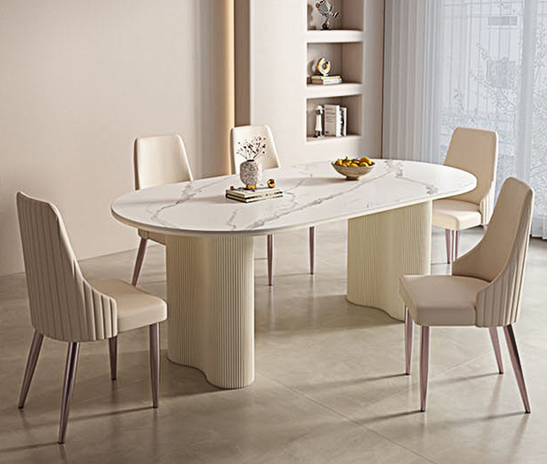 Eira White Dining Table, Oval