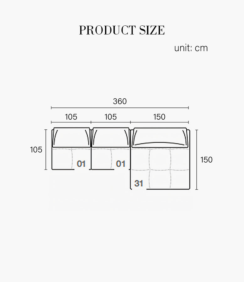 Vasquez Three Seater Corner Sofa, Modular Sofa, Real Leather