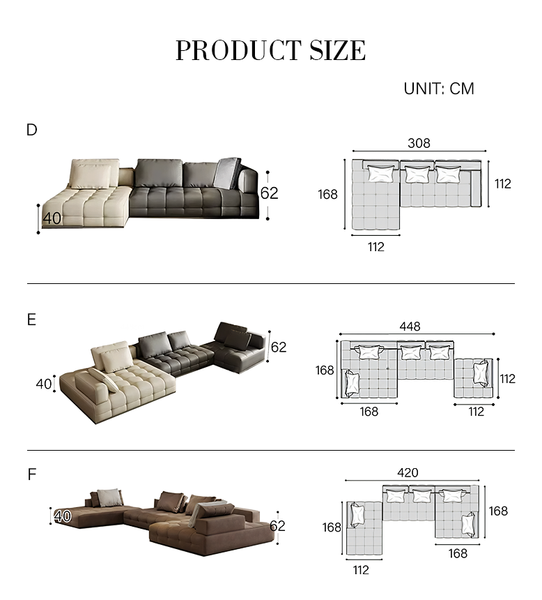 Santos L Shape Sofa, Three Seater Sofa, Nappa Real Leather