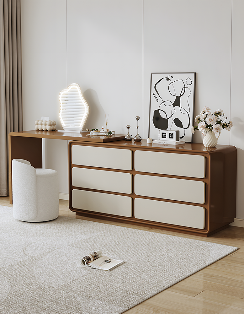 Daniela Corner Dressing Table With Mirror, Solid Wood